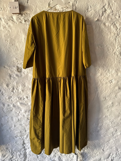 Apuntob Olive Cotton Wide Dress