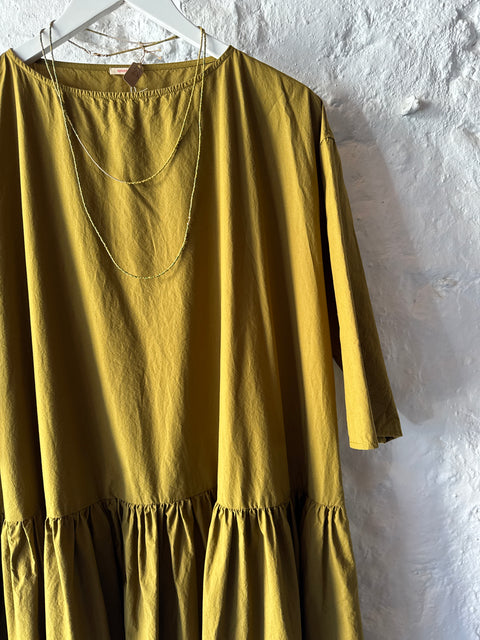 Apuntob Olive Cotton Wide Dress