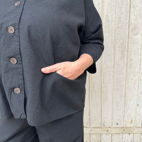 Aequamente Black Seersucker Jacket