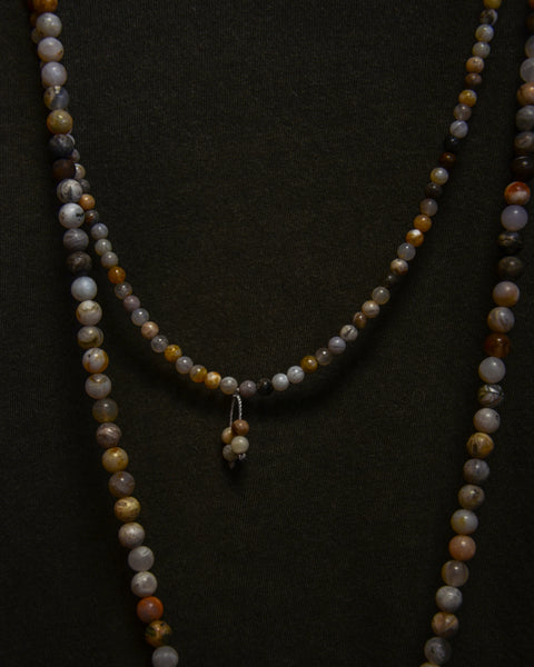 Bamboo Agate Loop with Bead Dangle