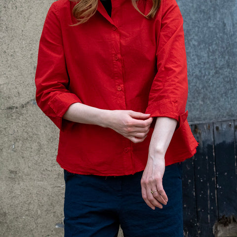 Aequamente Red Cotton Slim Fit Shirt