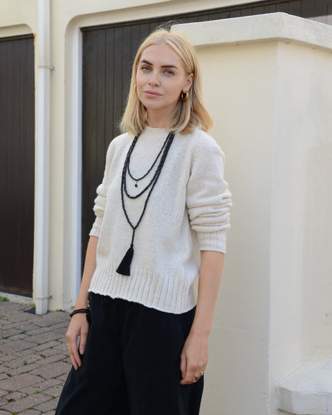 Black Bone Tassel Necklace