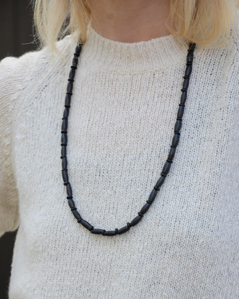 Oval Black Bone Loop Necklace