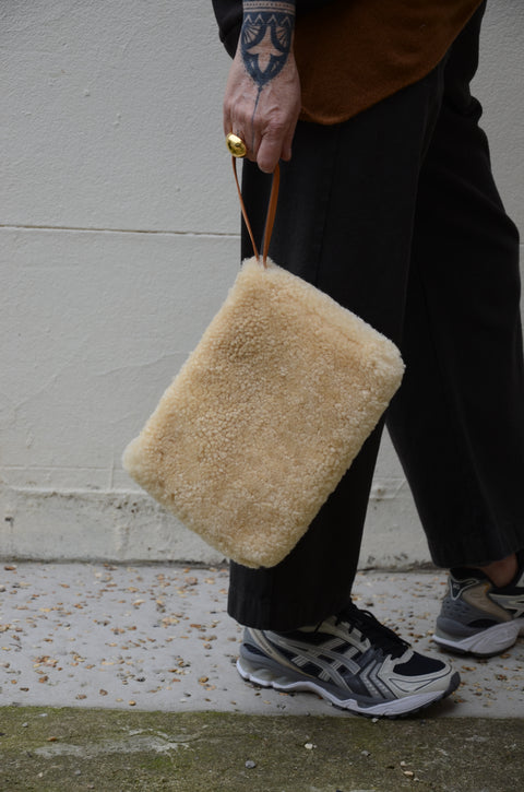 Natural Sheepskin Clutch Bag