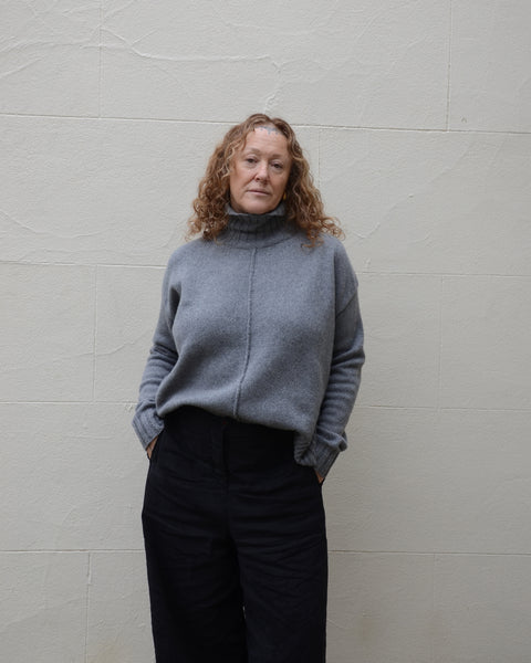 MJ Watson Light Grey High Neck Cashmere Pullover