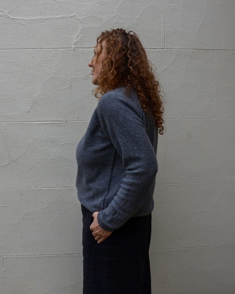 MJ Watson Silk / Cashmere Grey Round Neck Pullover