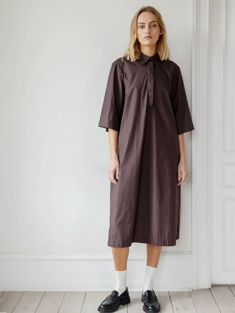 Project AJ117 Aubergine Organic Cotton Shirt Dress