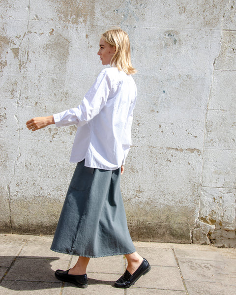Aquamente Dark Grey Cotton Drill Full Skirt