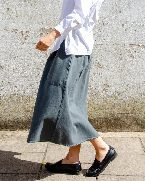 Aquamente Dark Grey Cotton Drill Full Skirt