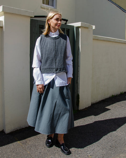 Aquamente Dark Grey Cotton Drill Full Skirt