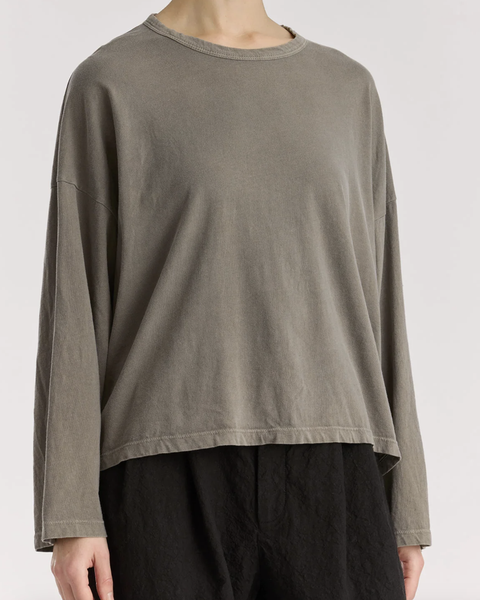Black Crane Slate Wide Long Sleeved Organic Cotton Tee