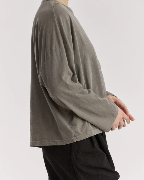 Black Crane Slate Wide Long Sleeved Organic Cotton Tee