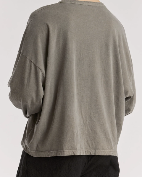 Black Crane Slate Wide Long Sleeved Organic Cotton Tee