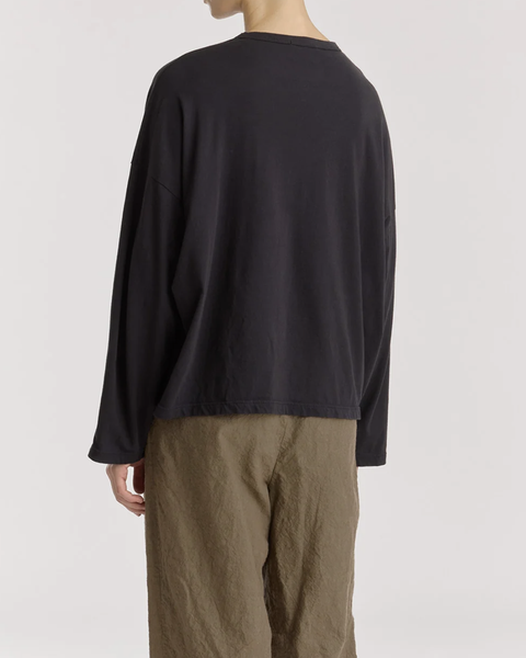 Black Crane Black Wide Long Sleeved Organic Cotton Tee
