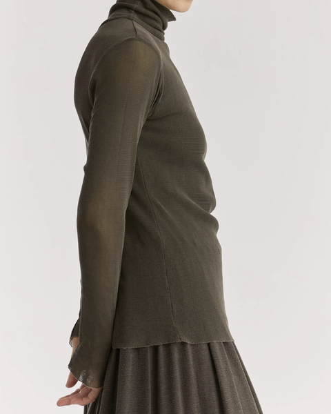 Black Crane Slate Double Mesh Turtleneck