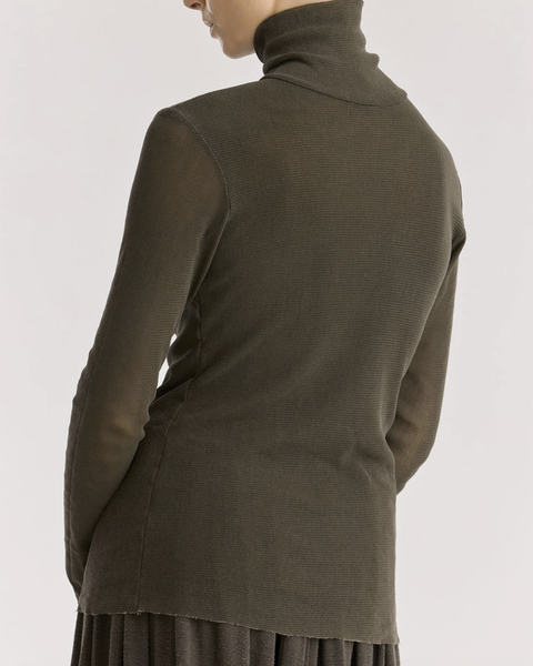 Black Crane Slate Double Mesh Turtleneck