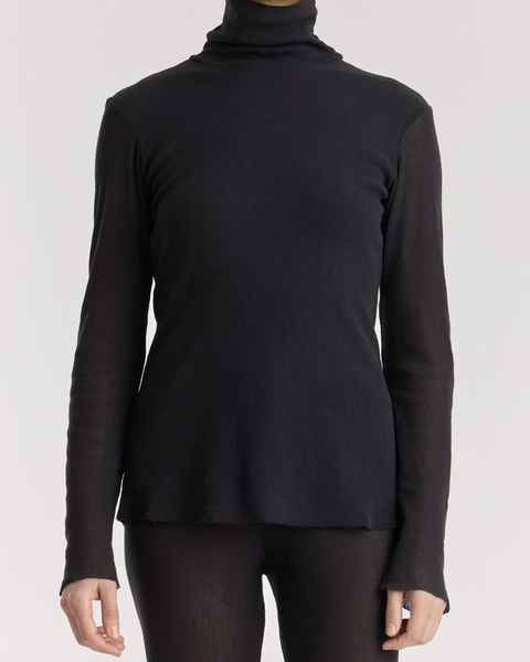 Black Crane Black Double Mesh Turtleneck