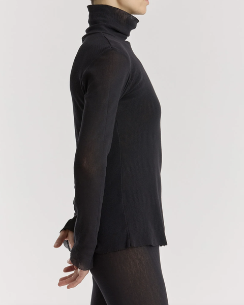 Black Crane Black Double Mesh Turtleneck