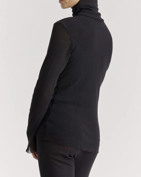 Black Crane Black Double Mesh Turtleneck