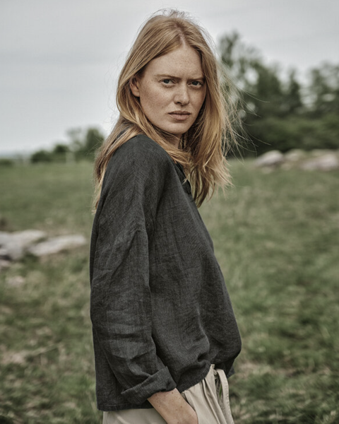 Nygardsanna Green Shawl Collar Blouse