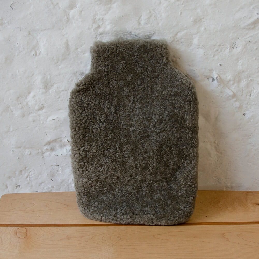 Grey Sheepskin Hot Water Bottle Cover Woven Store