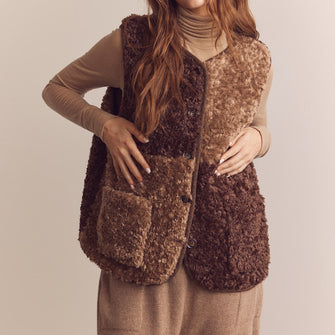 Amente Reversible Faux Fur & Tweed Gillet