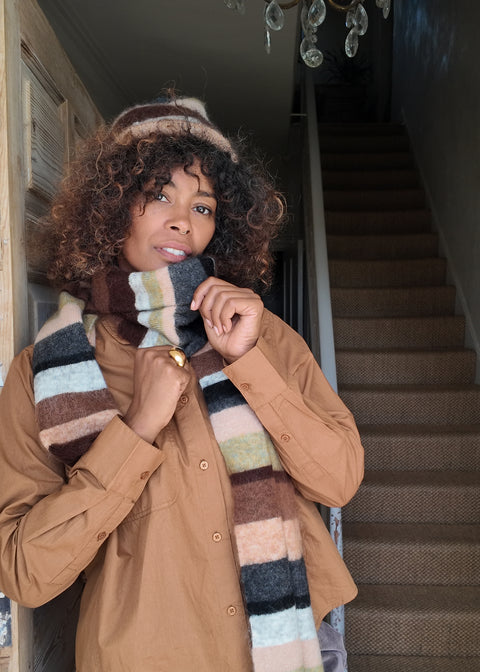 AJ117 Wool / Mohair Striped Scarf