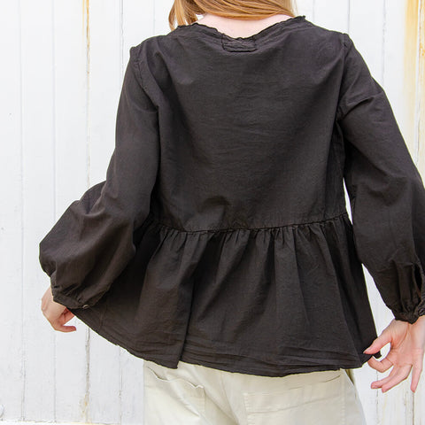 Aequamente Brown Crunchy Cotton Frill Top