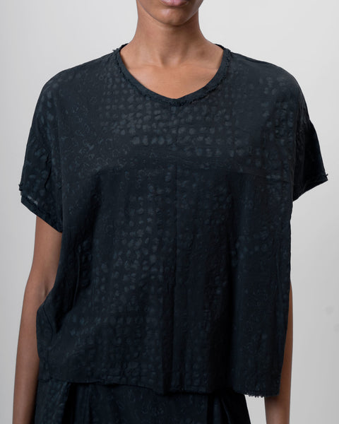 Aequamente Batik Cotton Top | Black