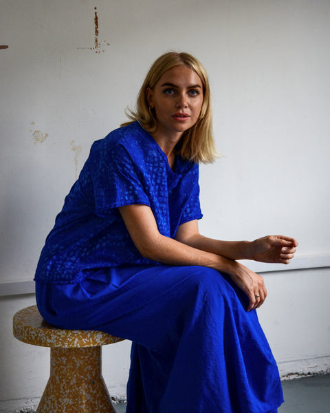 Aequamente Batik Cotton Top | Blue