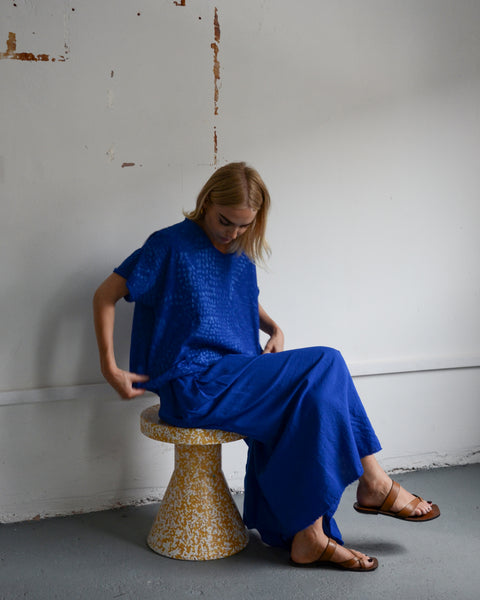 Aequamente Batik Cotton Top | Blue