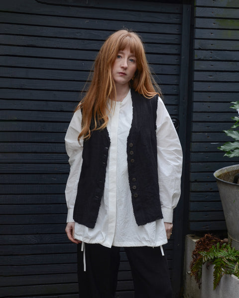 Aequamente Black Linen Waistcoat