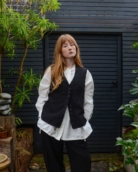 Aequamente Black Linen Waistcoat