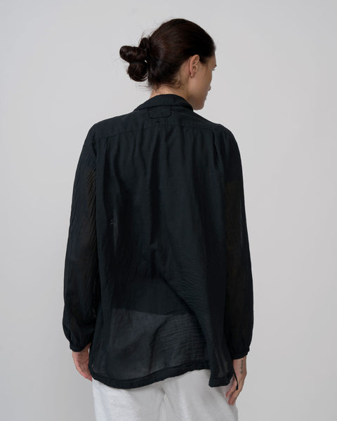 Aequamente Cotton Voile Drawstring Shirt | Black