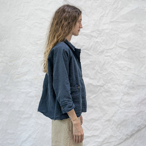 Aequamente Navy Oversized Crinkle Jacket