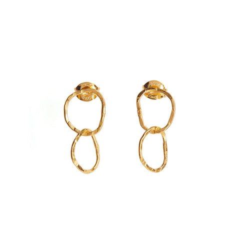 Afiok signature two link stud earrings recycled 24kt yellow gold vermeil