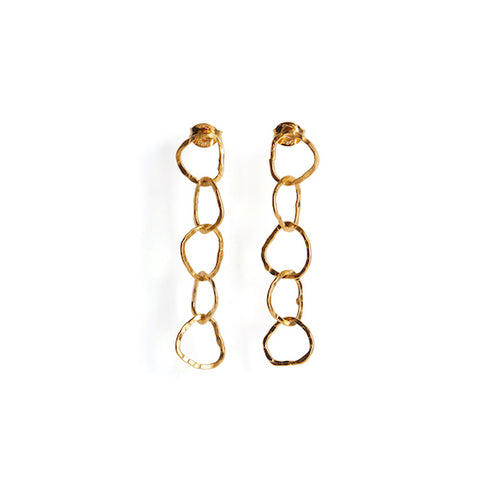 Afiok signature five link stud earrings recycled 24kt yellow gold vermeil