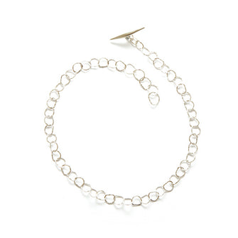 Afiok single length necklace signature links and quill clasp recycled sterling silver 18”/46cm