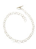 Afiok single length necklace signature links and quill clasp recycled sterling silver 18”/46cm