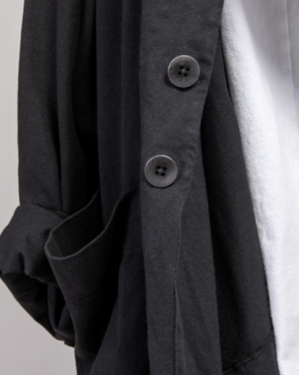 Album Di Famigila Black Cotton Loose Blazer