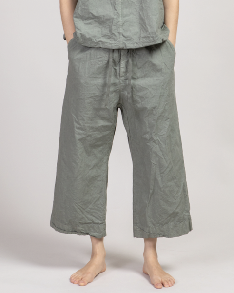 Album Di Famigila Black Crinkle Cotton Wide Trousers