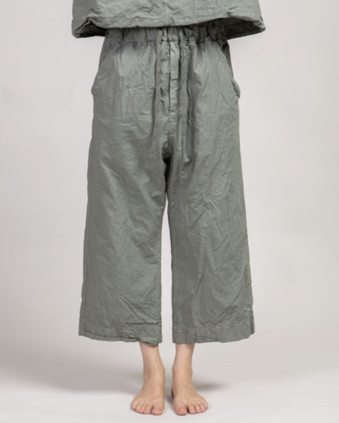 Album Di Famigila Black Crinkle Cotton Wide Trousers