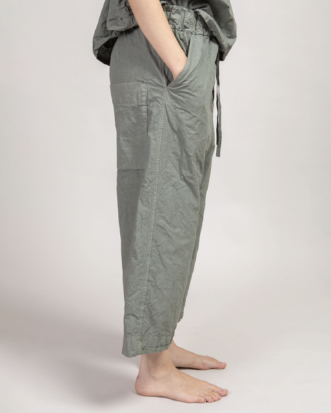 Album Di Famigila Black Crinkle Cotton Wide Trousers