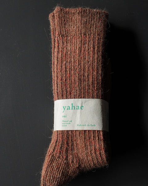 Alpaca Brown Linen Ribbed Socks