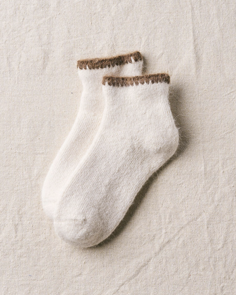 Alpaca Natural Organic Cotton Garland Stitch Pile Socks