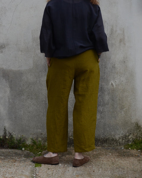 Apuntob Crinkle Linen Pleat Trousers