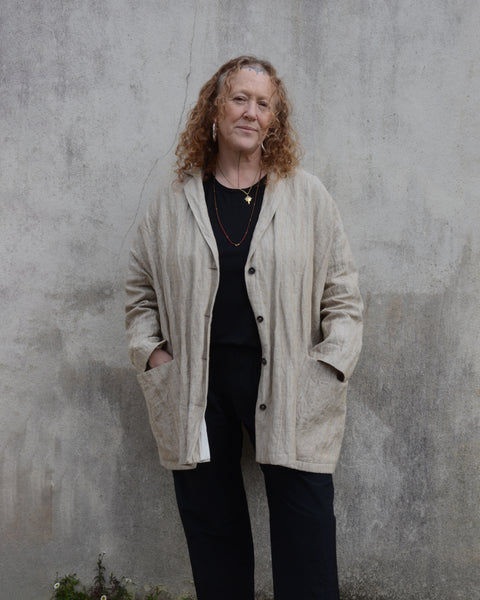 Apuntob Oversized Herringbone Linen Jacket