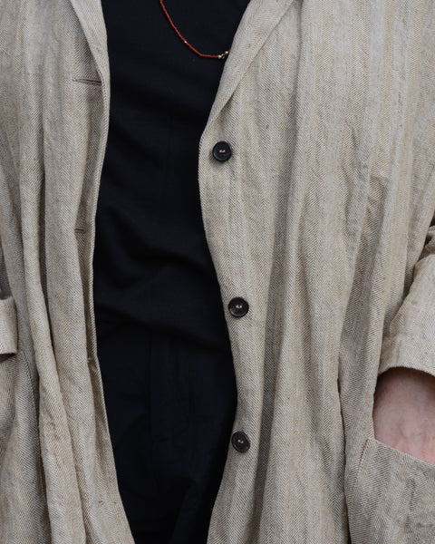 Apuntob Oversized Herringbone Linen Jacket