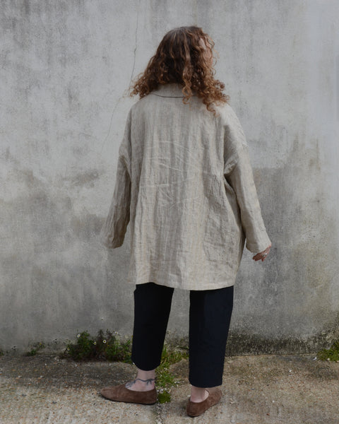 Apuntob Oversized Herringbone Linen Jacket