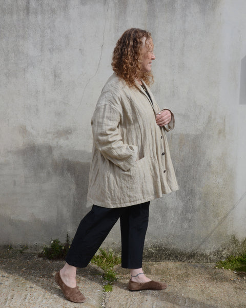 Apuntob Oversized Herringbone Linen Jacket